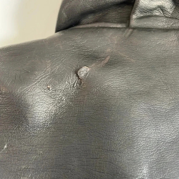 Solitaire by Ravi Khosla Brown Faux Leather Moto Jacket Size Medium - Picture 6 of 7